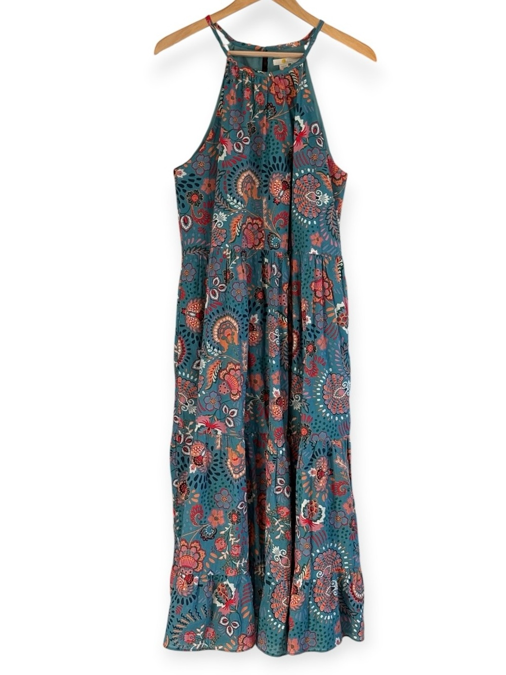Boden Womens Blue Floral Paisley Halter Sleeveless Midi Dress Size 14R Chic